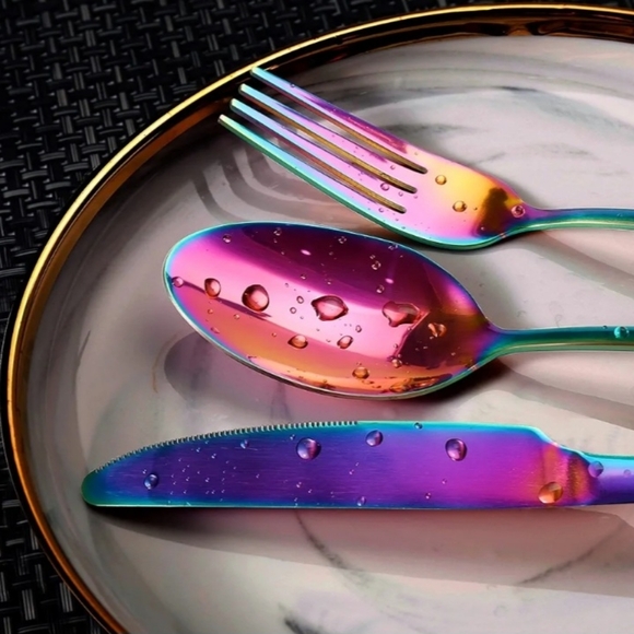 30 Piece Set of Rainbow Stainless Steel Silverware - Picture 1 of 3